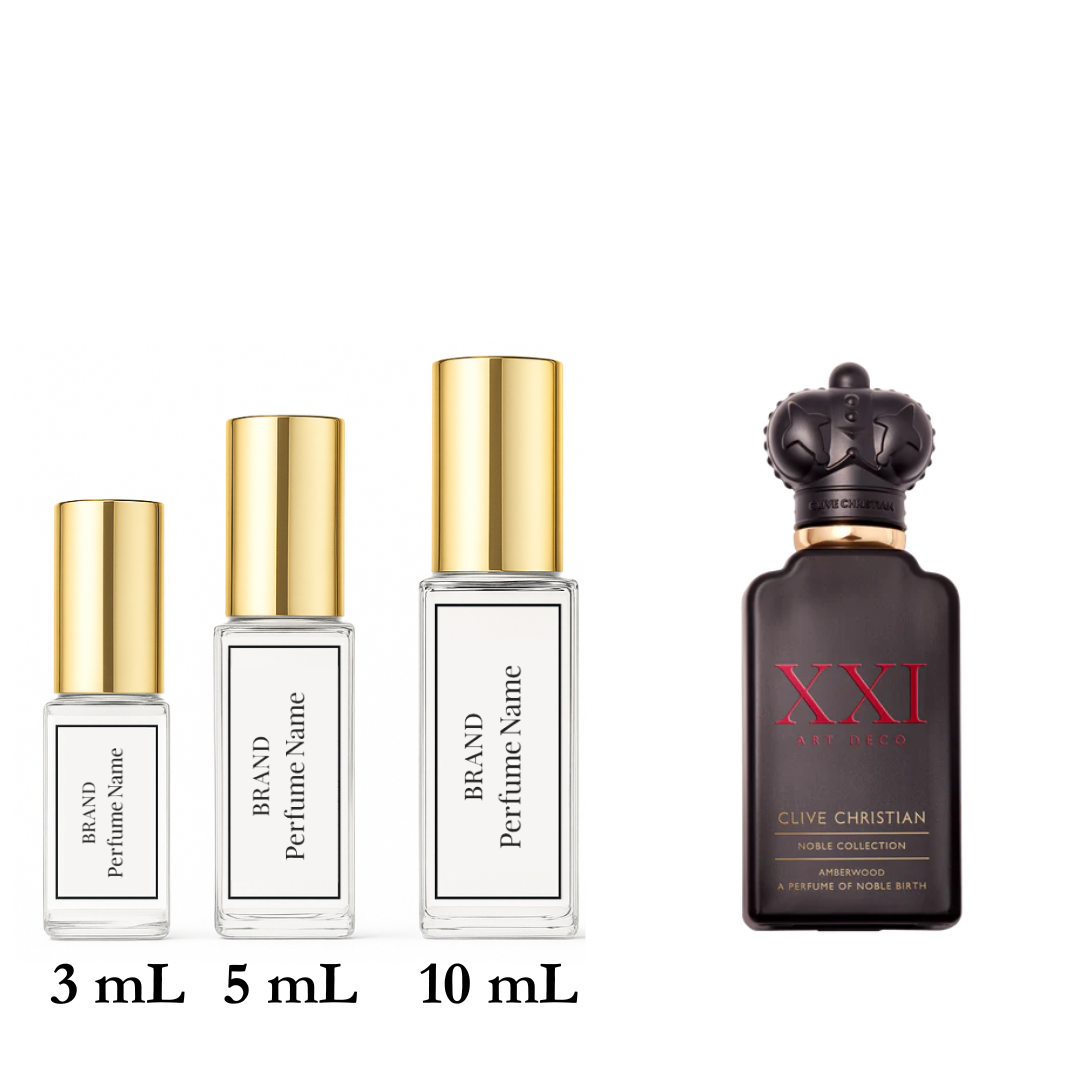 Set of perfume bottles with different sizes on a white background