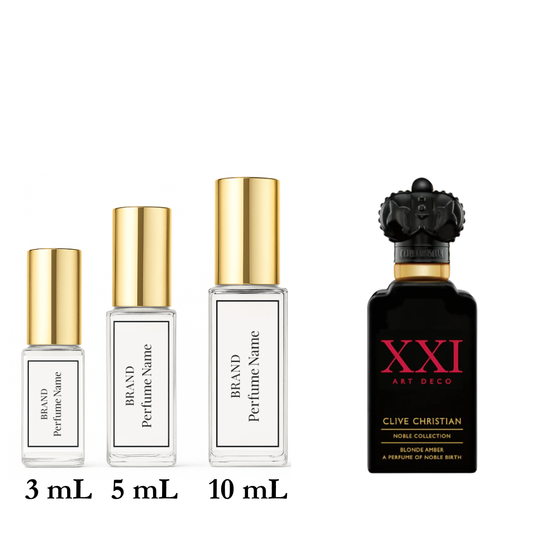 Set of perfume bottles with different sizes on a white background