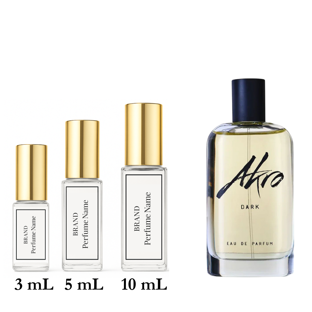 Set of perfume bottles with different sizes on a white background