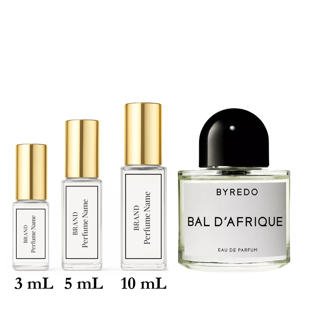 Collection of Byredo perfume bottles with different sizes on a white background