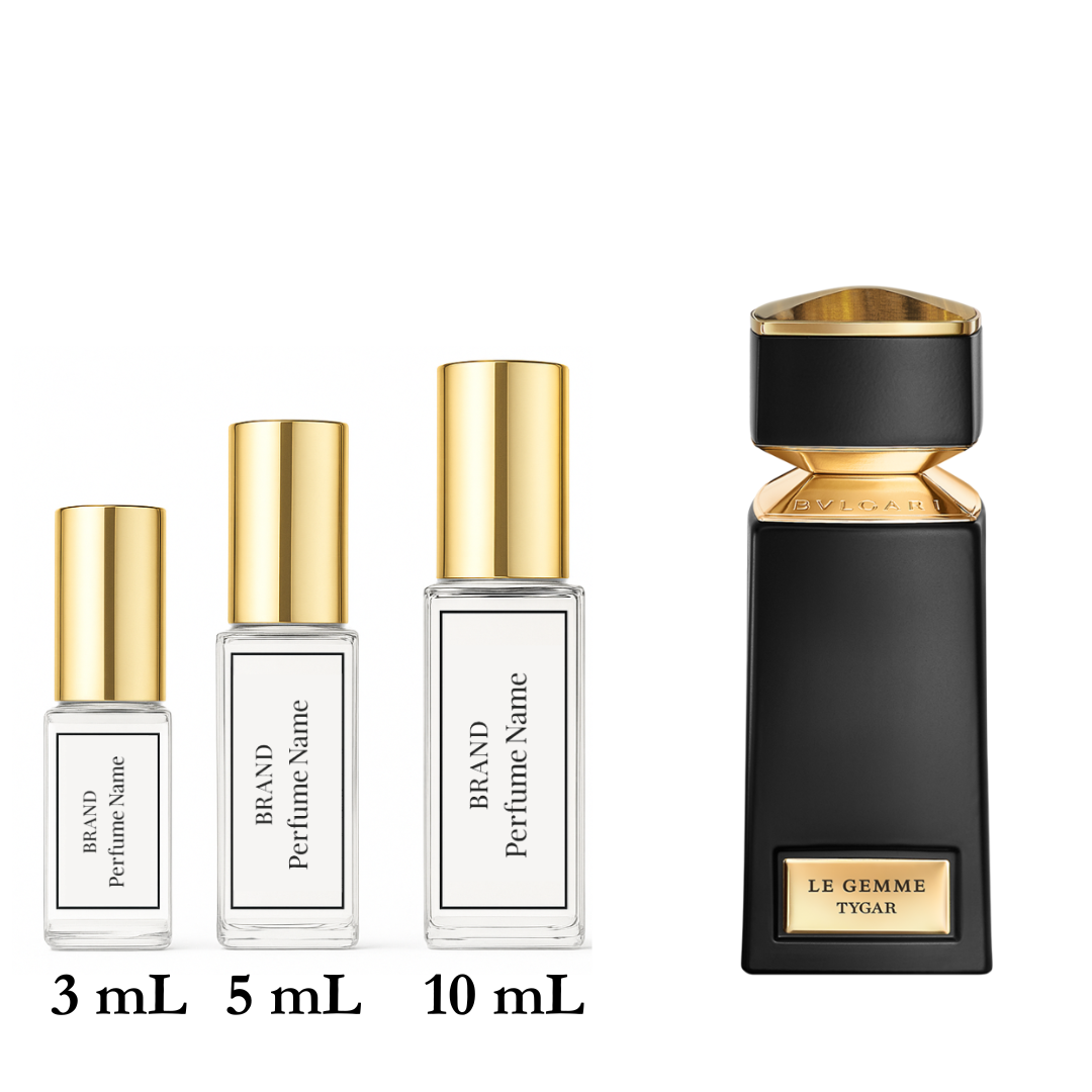 Set of perfume bottles with different capacities on a white background