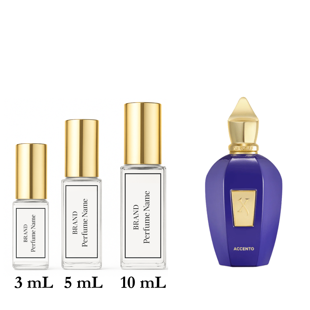 Set of perfume bottles with different sizes on a white background