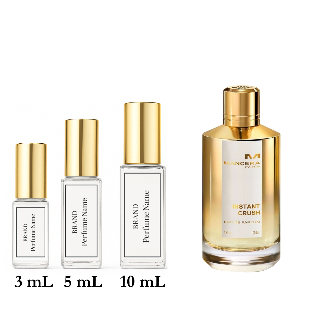 Set of Mancera perfume bottles with different sizes on a white background