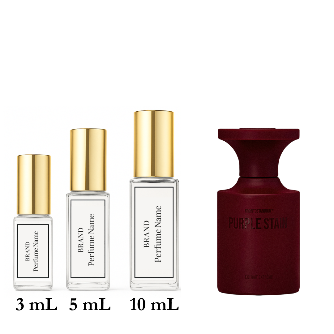 Set of perfume bottles with different sizes on a white background