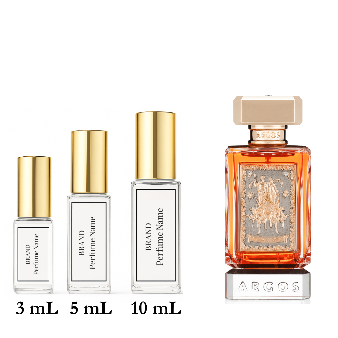 Set of Argos perfume bottles with different capacities on a white background