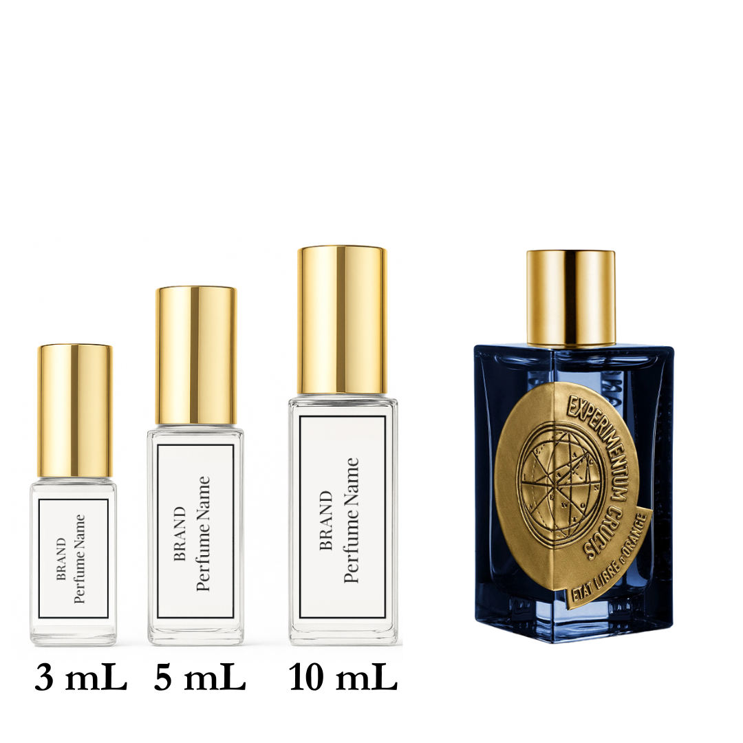 Set of perfume bottles with different capacities on a white background