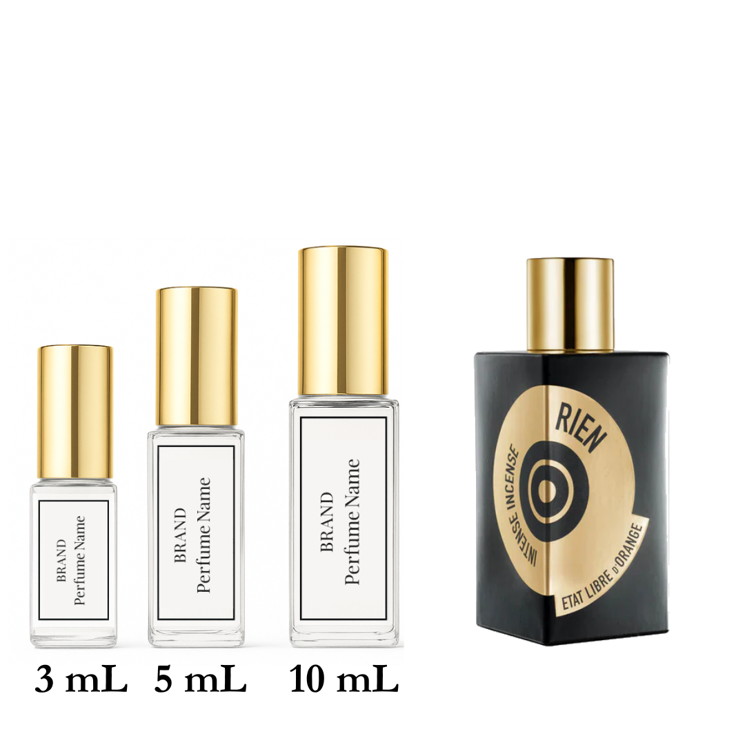 Set of perfume bottles with different capacities on a white background