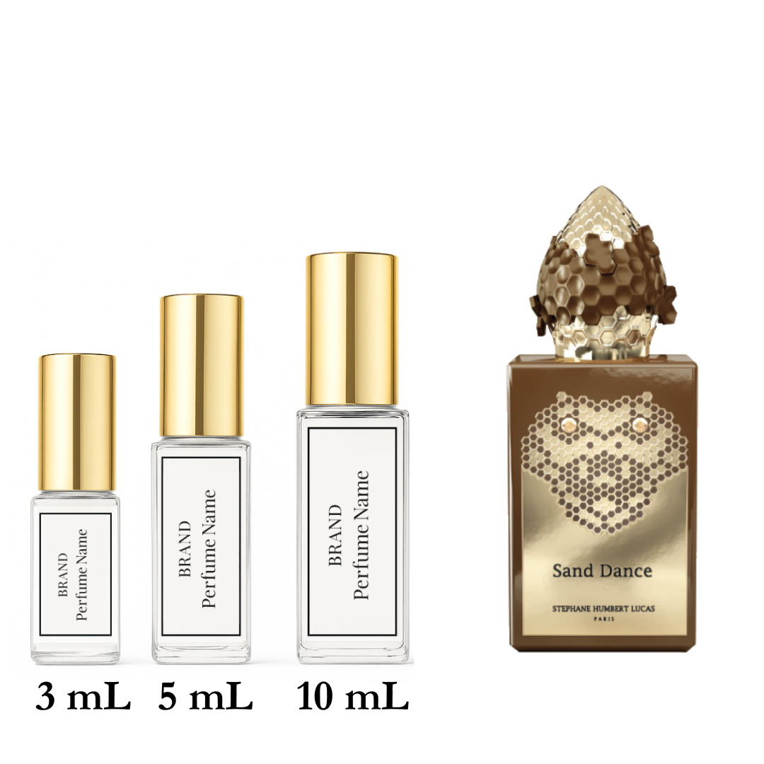 Set of perfume bottles with different capacities on a white background