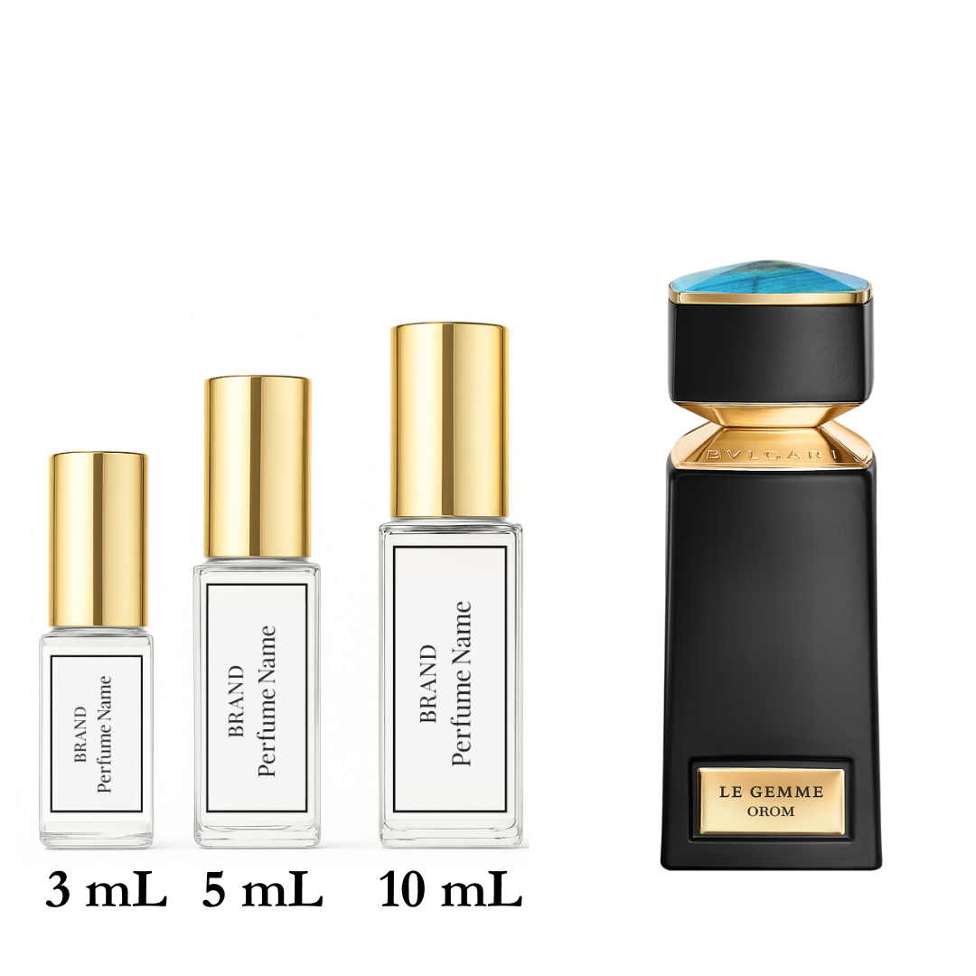 Set of perfume bottles with different capacities on a white background