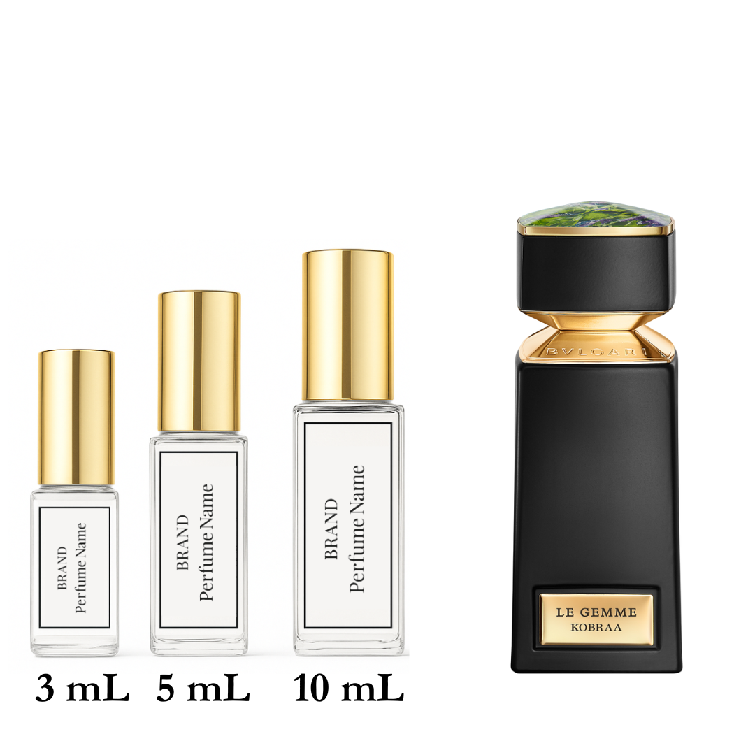 Set of perfume bottles with different capacities on a white background