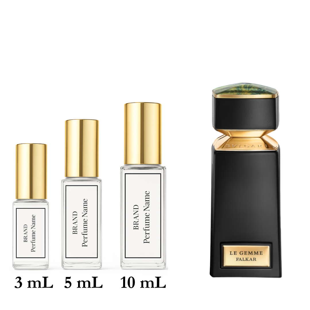 Set of perfume bottles with different capacities on a white background