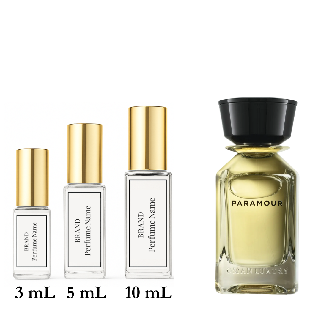 Set of perfume bottles with different capacities on a white background