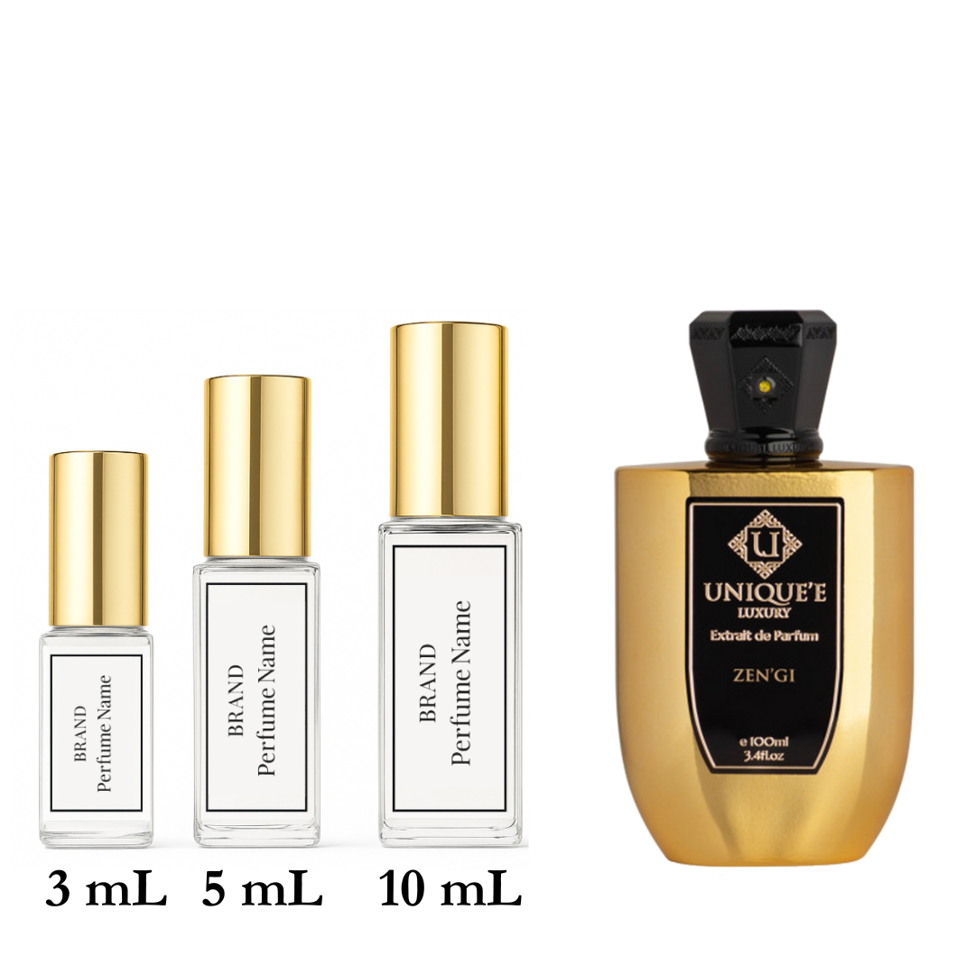 Set of perfume bottles with different capacities on a white background