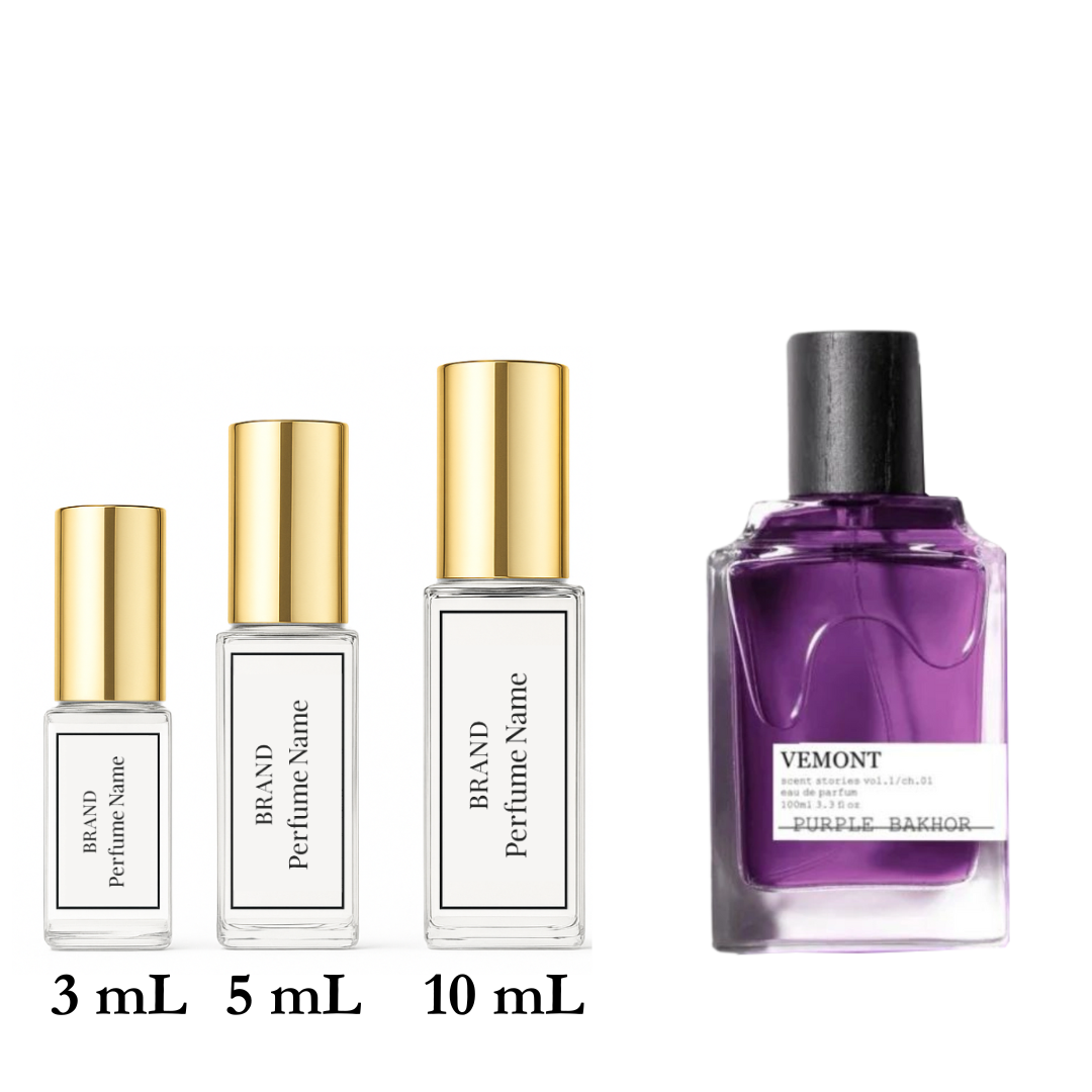 Set of perfume bottles with different sizes on a white background