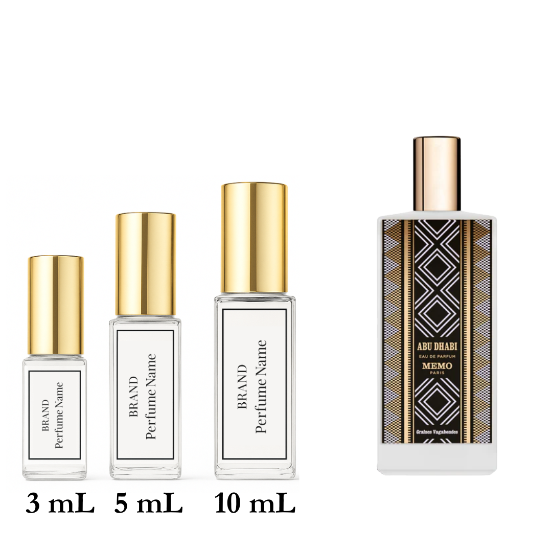 Set of perfume bottles with different capacities on a white background