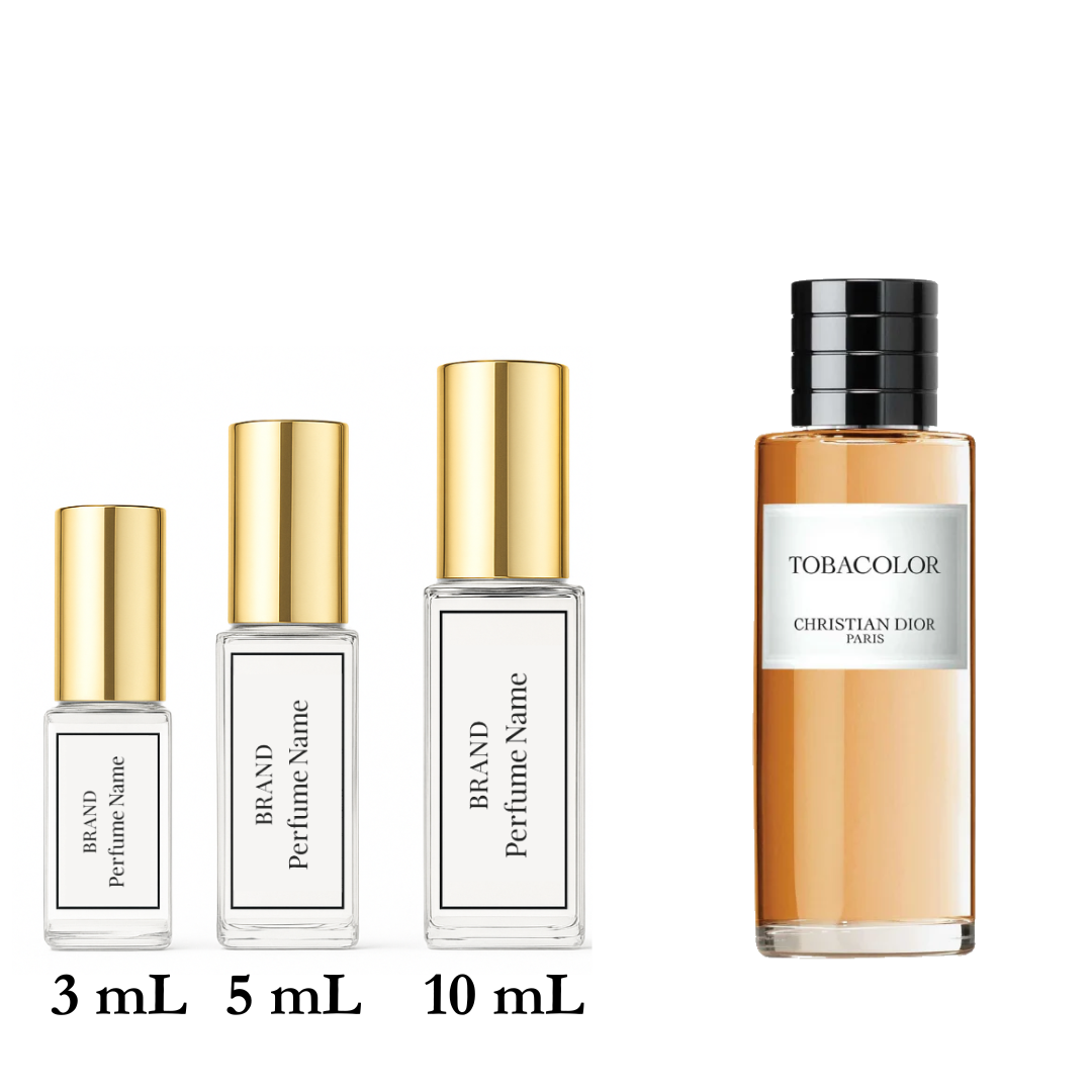 Set of perfume bottles with different capacities on a white background