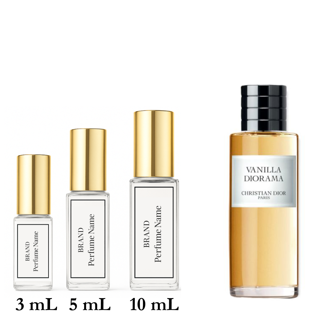 Set of perfume bottles with different capacities on a white background