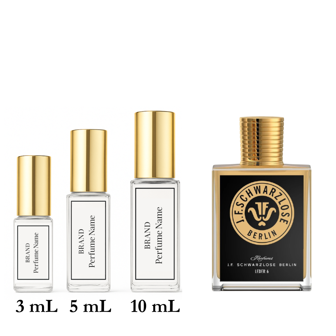 Set of perfume bottles with different capacities on a white background