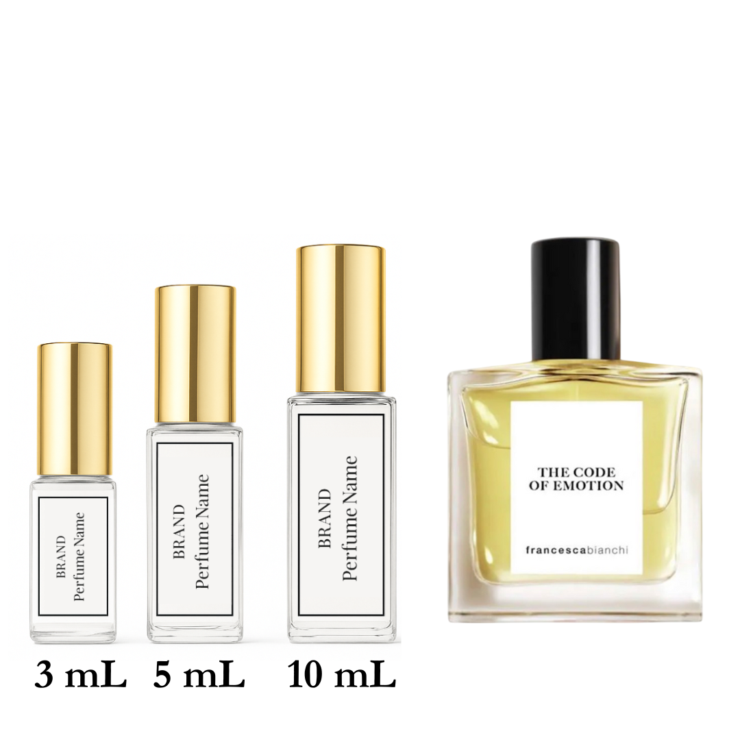 Set of perfume bottles with different capacities on a white background