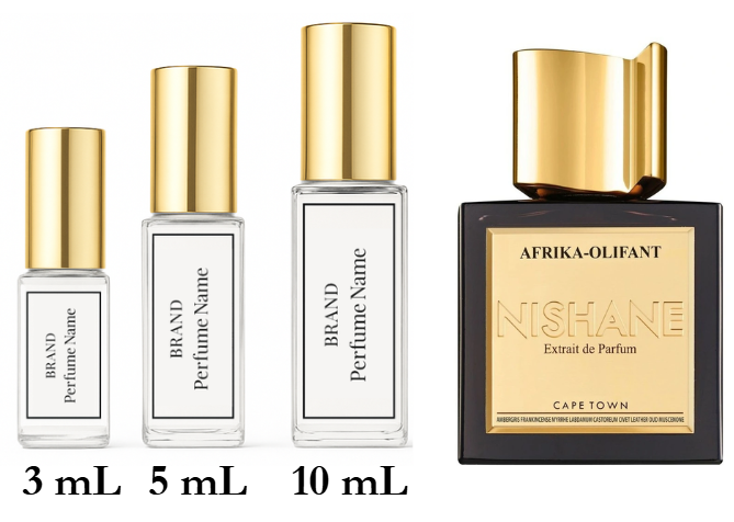 Set of Nishane perfume bottles with different capacities on a white background