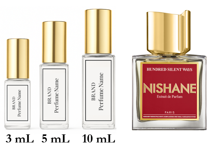 Nishane perfume bottles of different sizes on a white background
