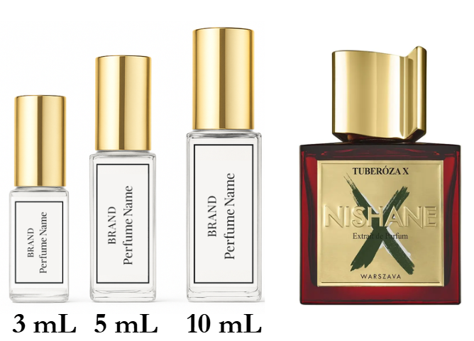 Set of Nishane perfume bottles with different capacities on a white background