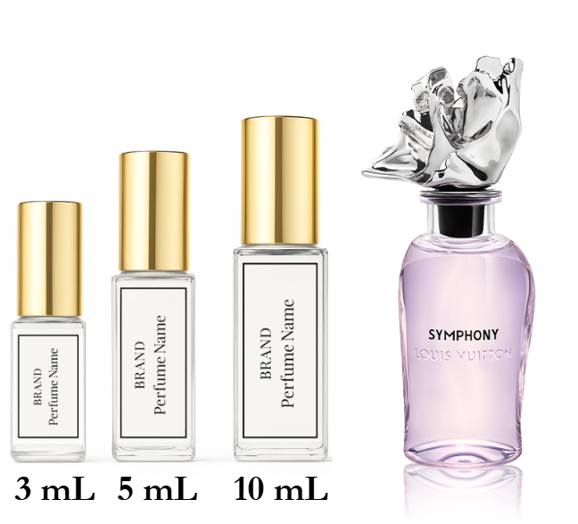 Collection of perfume bottles with different sizes and designs on a white background