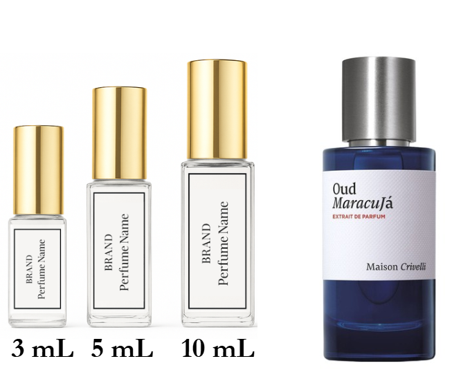 Set of perfume bottles with different sizes on a white background