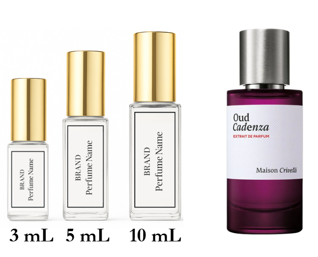 Set of perfume bottles with different sizes on a white background