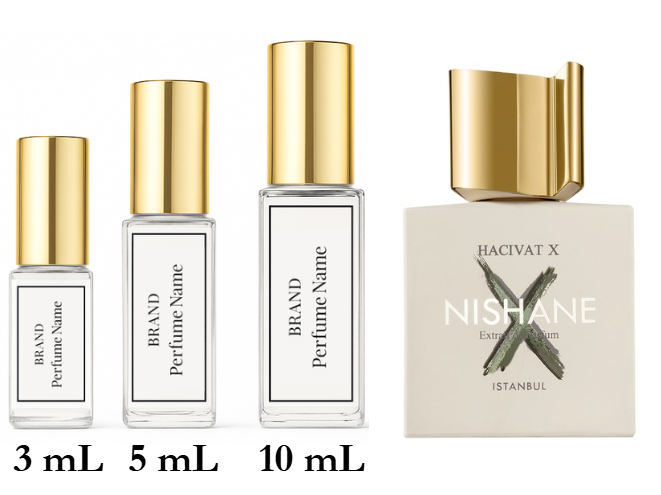 Set of Nishane perfume bottles with different capacities on a white background