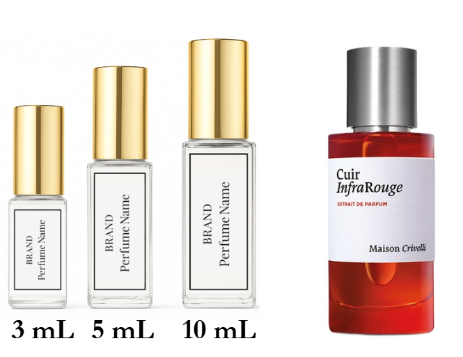Set of perfume bottles with different sizes on a white background
