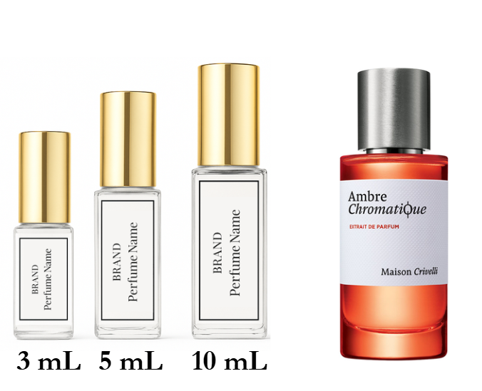 Set of perfume bottles with different sizes on a white background